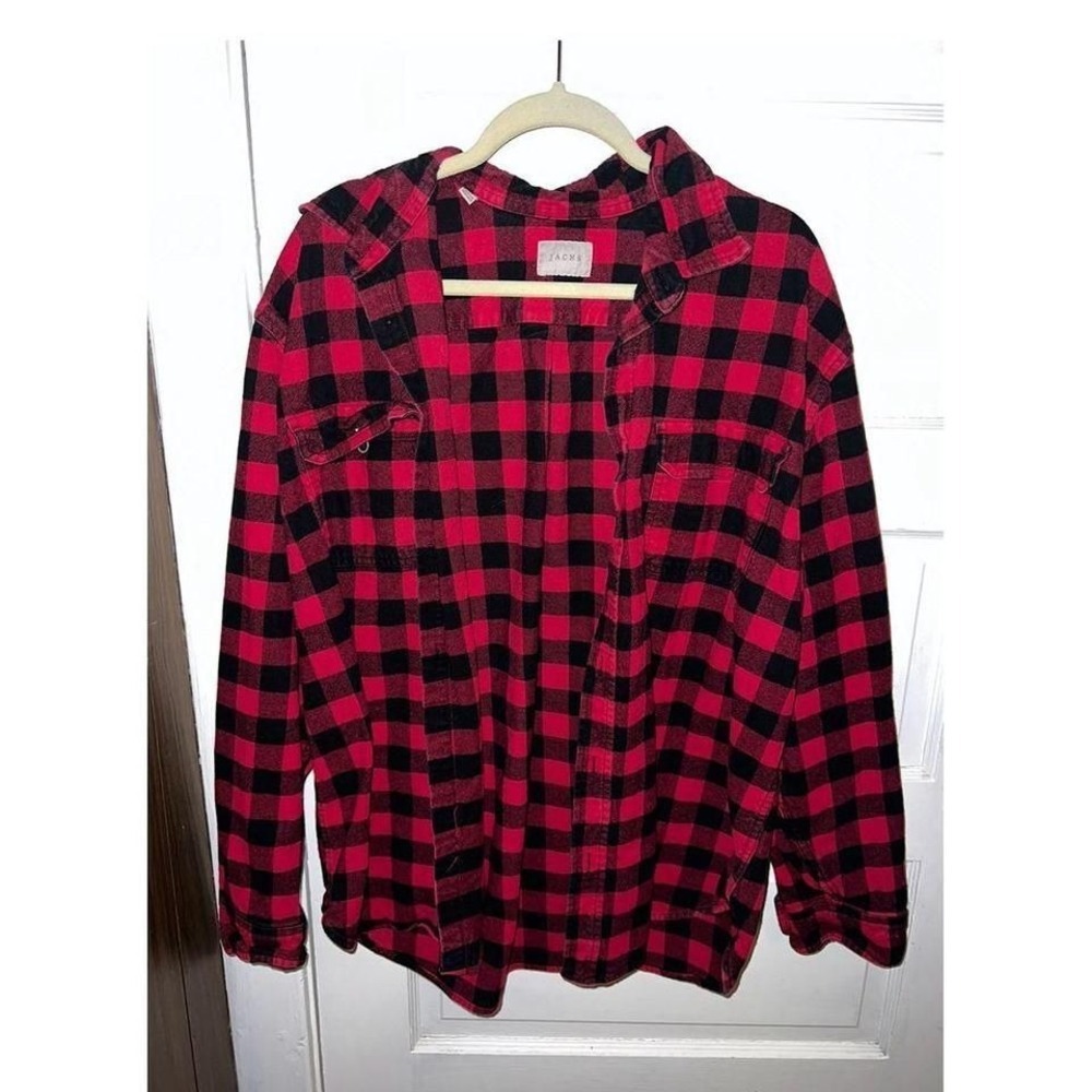 Jachs Buffalo‎ Plaid Flannel Shirt Red Black Checkered Button Up XXL